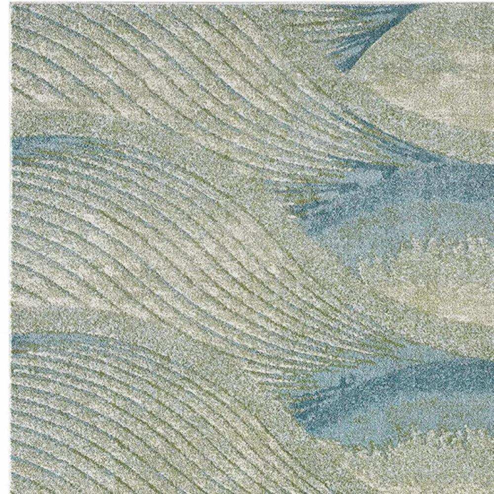 10' X 13' Blue Beige Abstract Waves Modern Area Rug - Homeroots - Flyclothing LLC