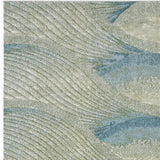 10' X 13' Blue Beige Abstract Waves Modern Area Rug - Homeroots