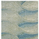 10' X 13' Blue Beige Abstract Waves Modern Area Rug - Homeroots - Flyclothing LLC