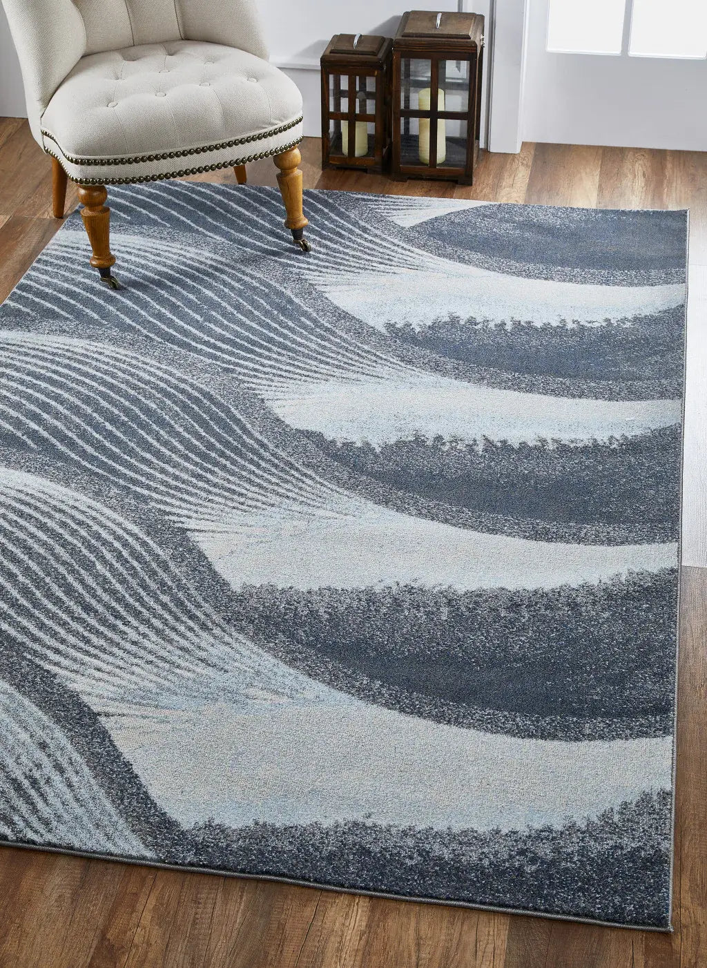 7' X 10' Blue and Gray Abstract Area Rug - Homeroots - Flyclothing LLC