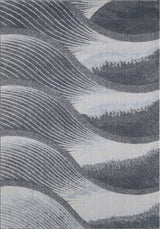 10' X 13' Gray Blue Abstract Waves Modern Area Rug - Homeroots - Flyclothing LLC
