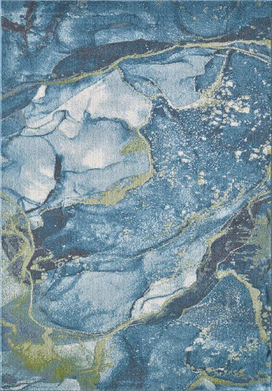 5' X 8' Teal Blue Abstract Area Rug - Homeroots - Flyclothing LLC