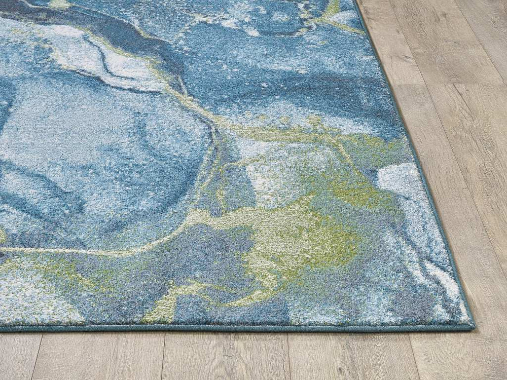 7' X 10' Teal Blue Abstract Area Rug - Homeroots - Flyclothing LLC