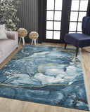 8' X 11' Teal Blue Abstract Area Rug - Homeroots