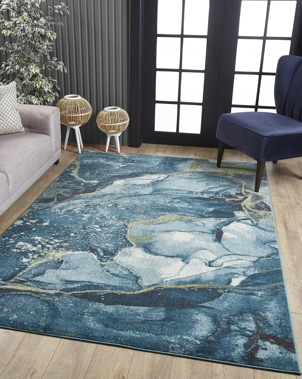 10' X 13' Blue Sage Abstract Stone Modern Area Rug - Homeroots - Flyclothing LLC