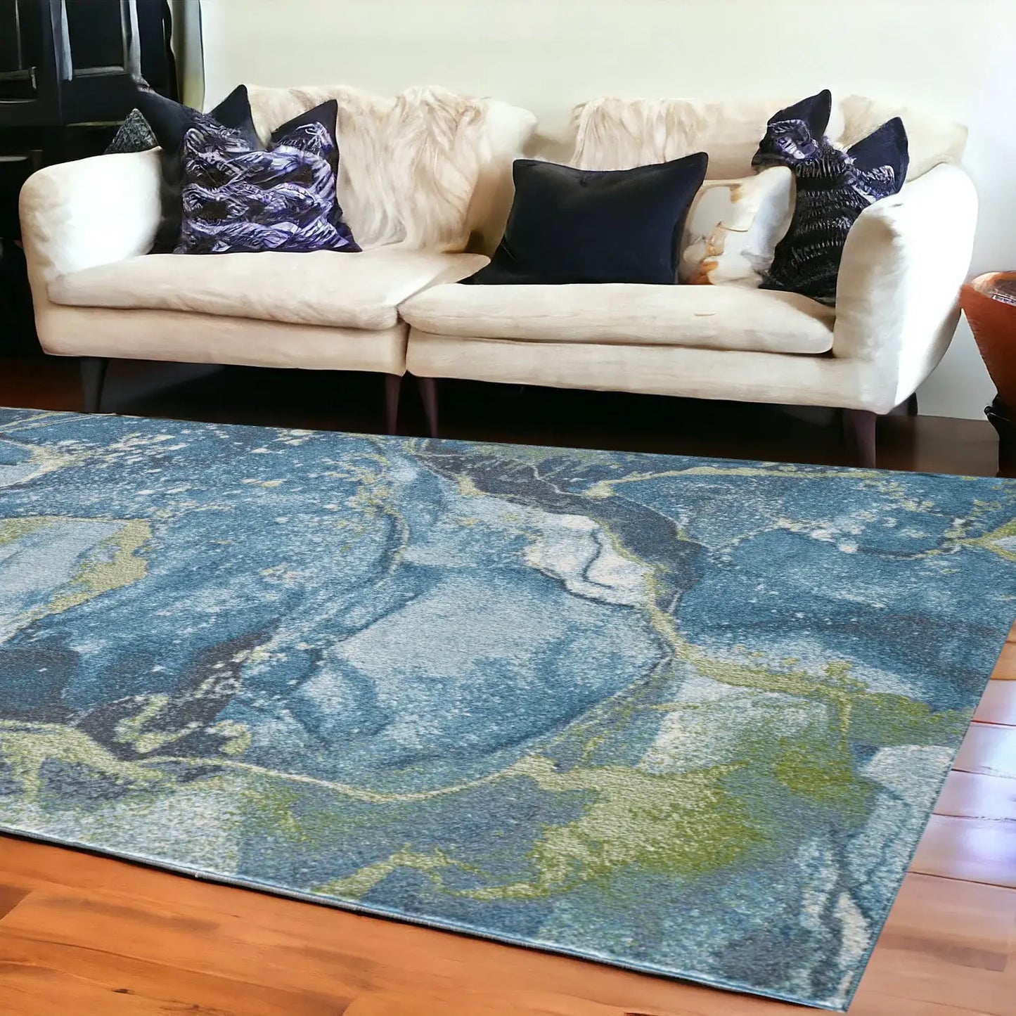 10' X 13' Blue Sage Abstract Stone Modern Area Rug - Homeroots - Flyclothing LLC
