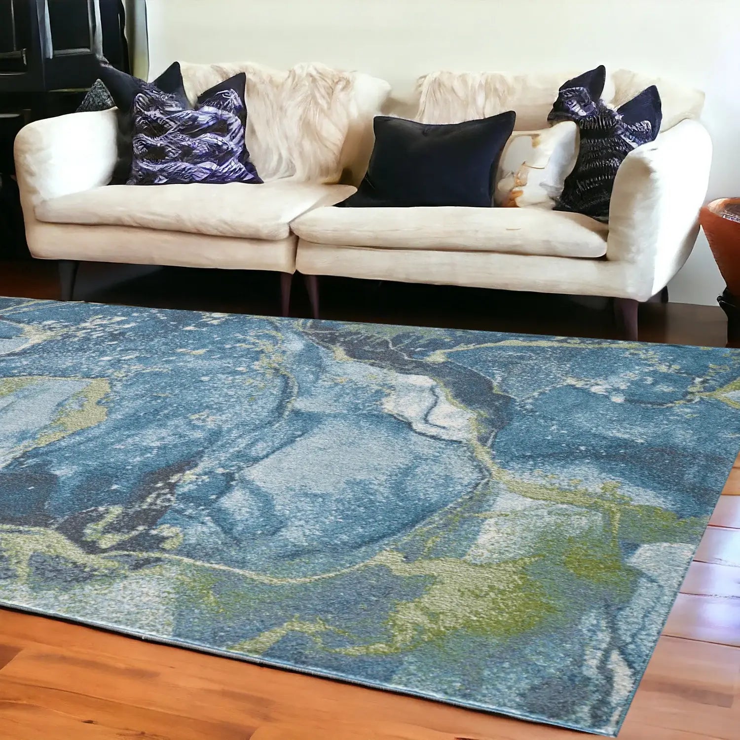 10' X 13' Blue Sage Abstract Stone Modern Area Rug - Homeroots - Flyclothing LLC