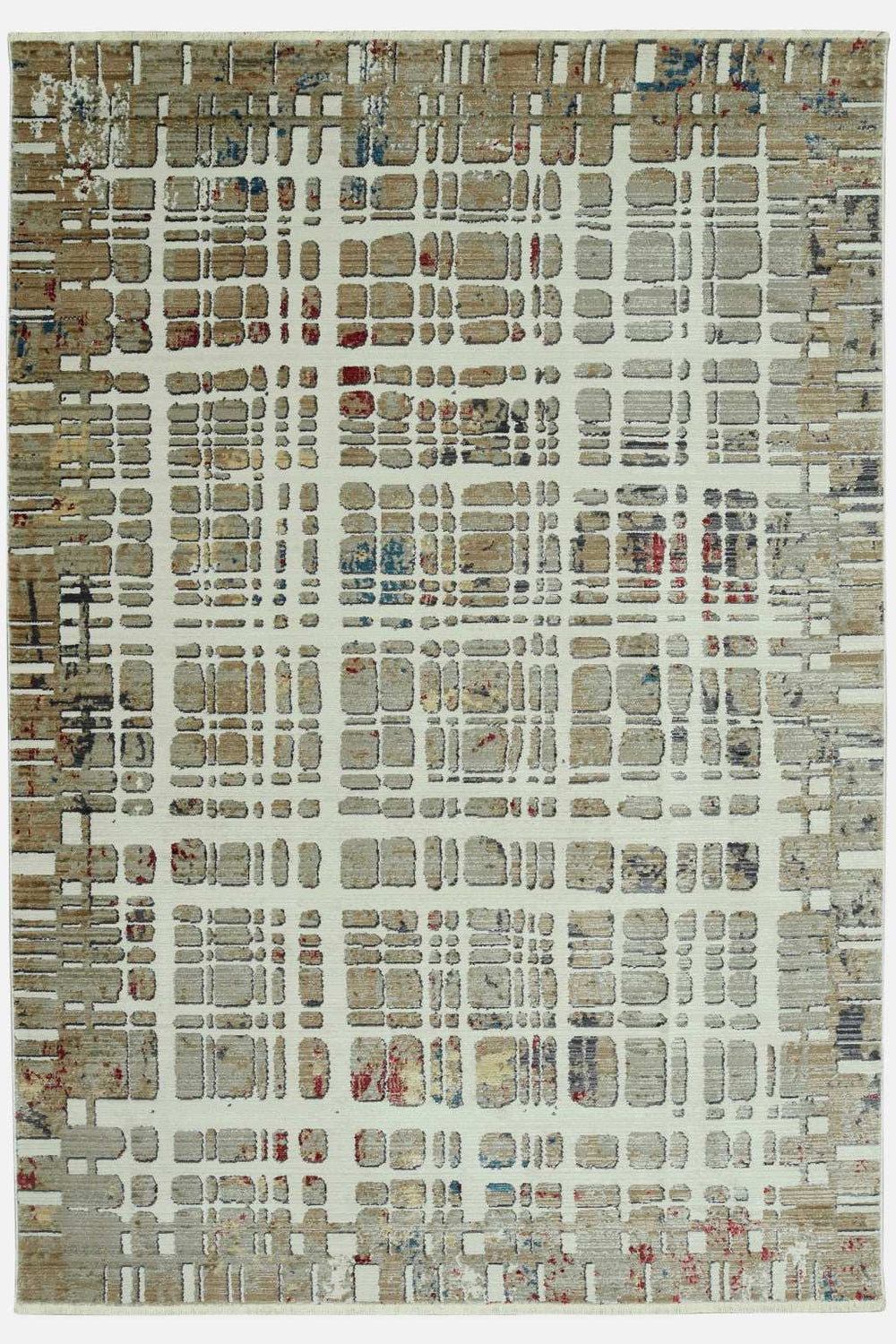 8' Runner Ivory Abstract Runner Rug - Homeroots - Flyclothing LLC