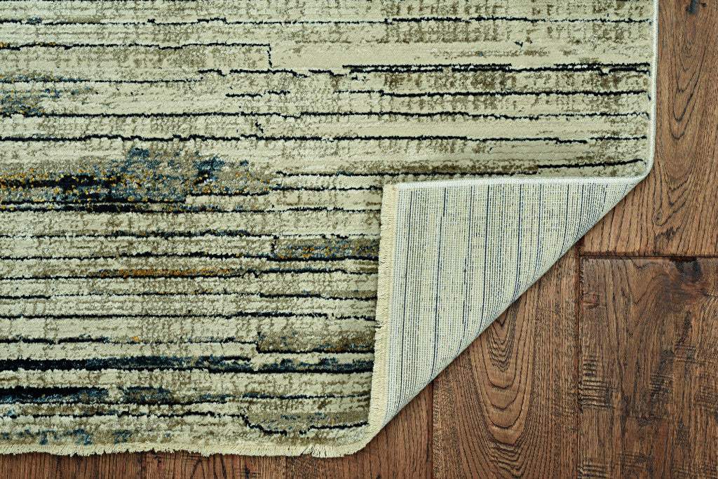 4' X 6' Ivory and Blue Abstract Area Rug - Homeroots - Flyclothing LLC