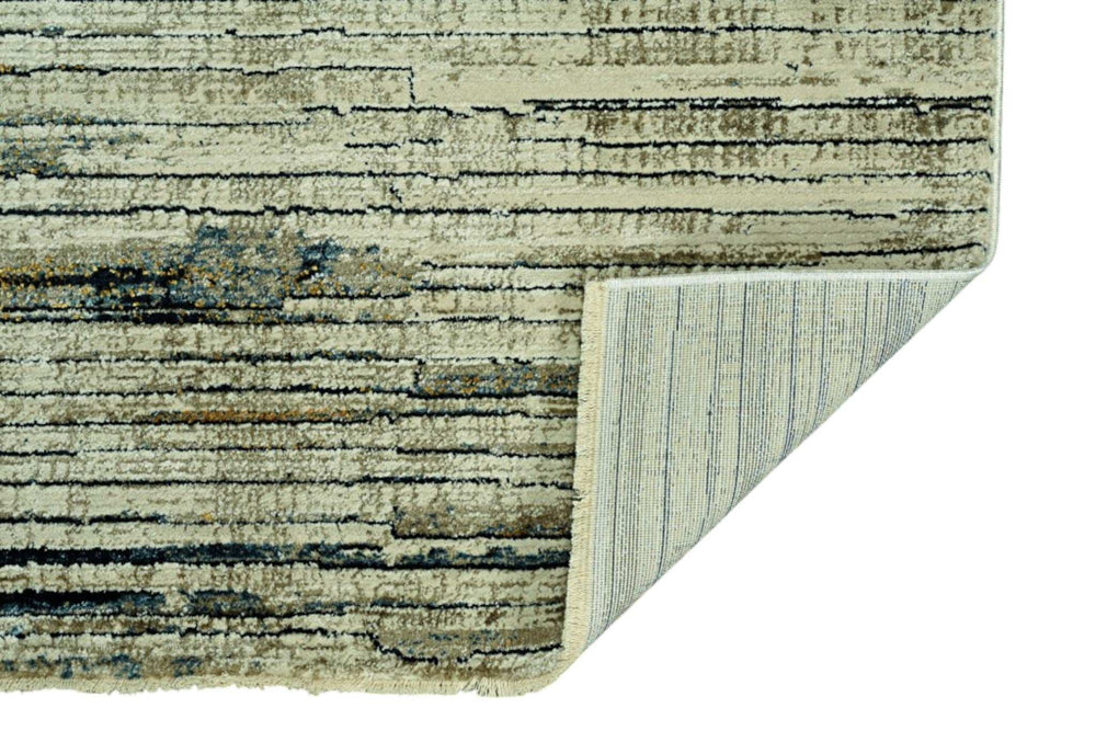 8' X 11' Ivory and Blue Abstract Area Rug - Homeroots - Flyclothing LLC