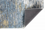 8' Runner Blue and Gold Abstract Runner Rug - Homeroots