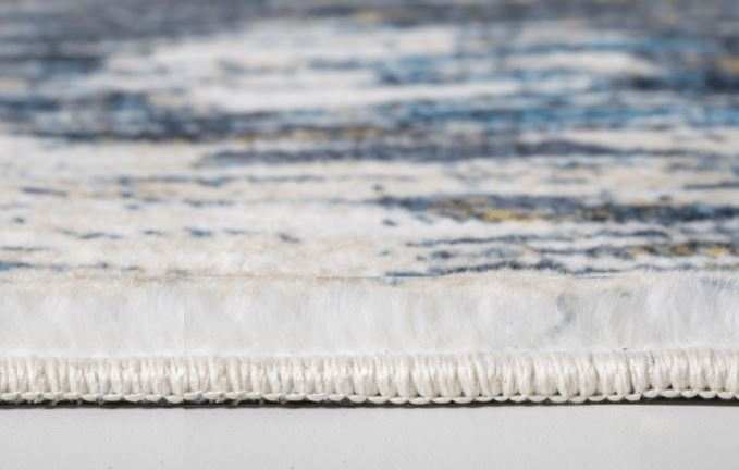 8' Runner Blue and Gold Abstract Runner Rug - Homeroots - Flyclothing LLC