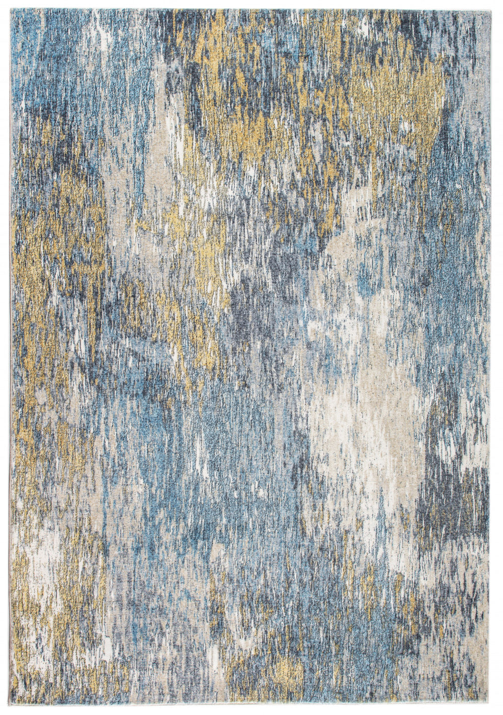 6' X 9' Blue and Gold Abstract Area Rug - Homeroots