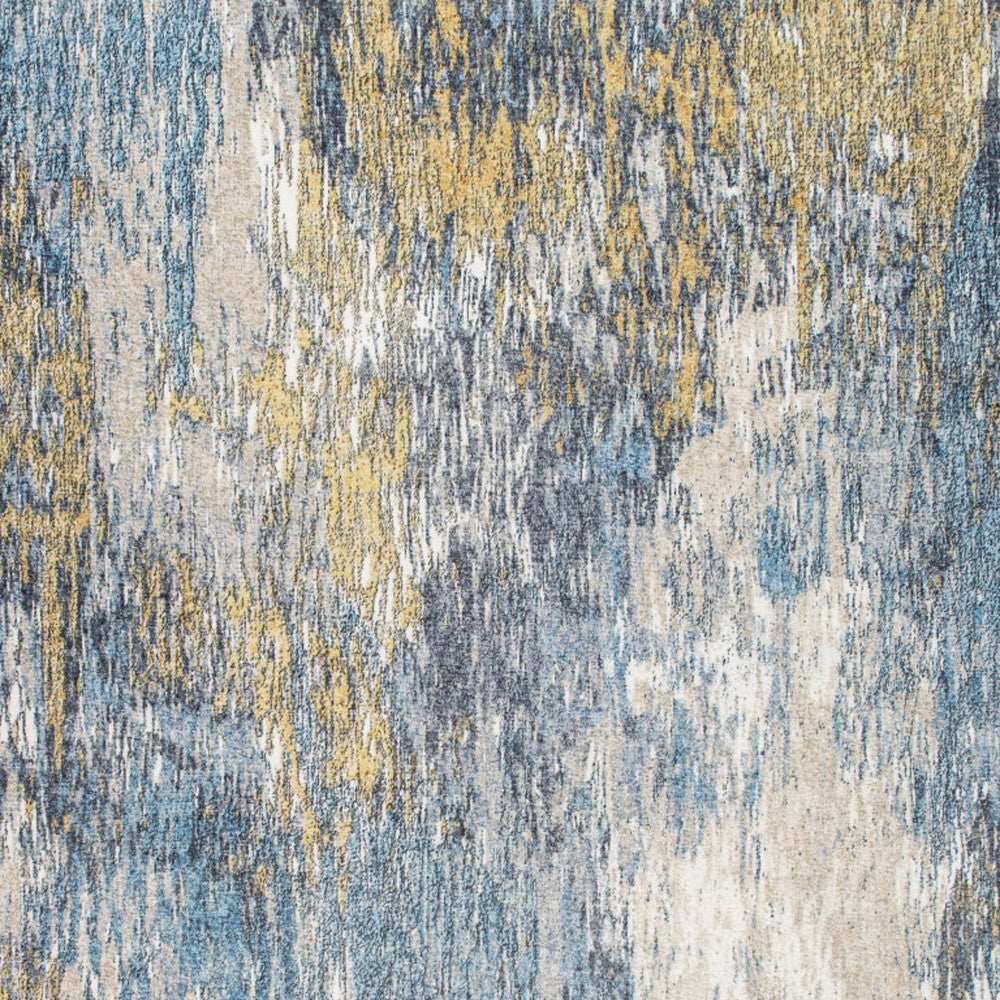 6' X 9' Blue and Gold Abstract Area Rug - Homeroots - Flyclothing LLC