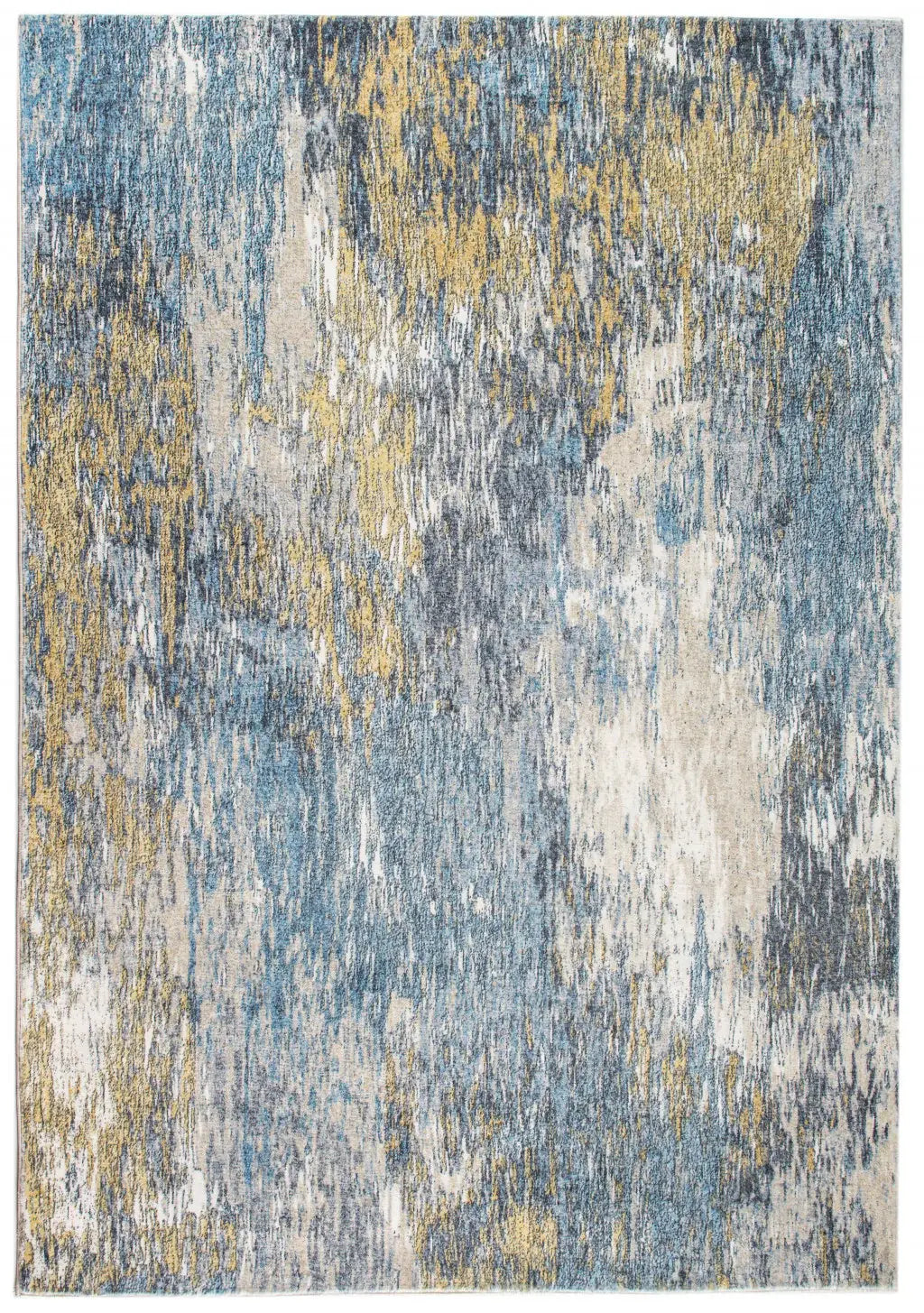 8' X 10' Blue and Gold Abstract Area Rug - Homeroots - Flyclothing LLC