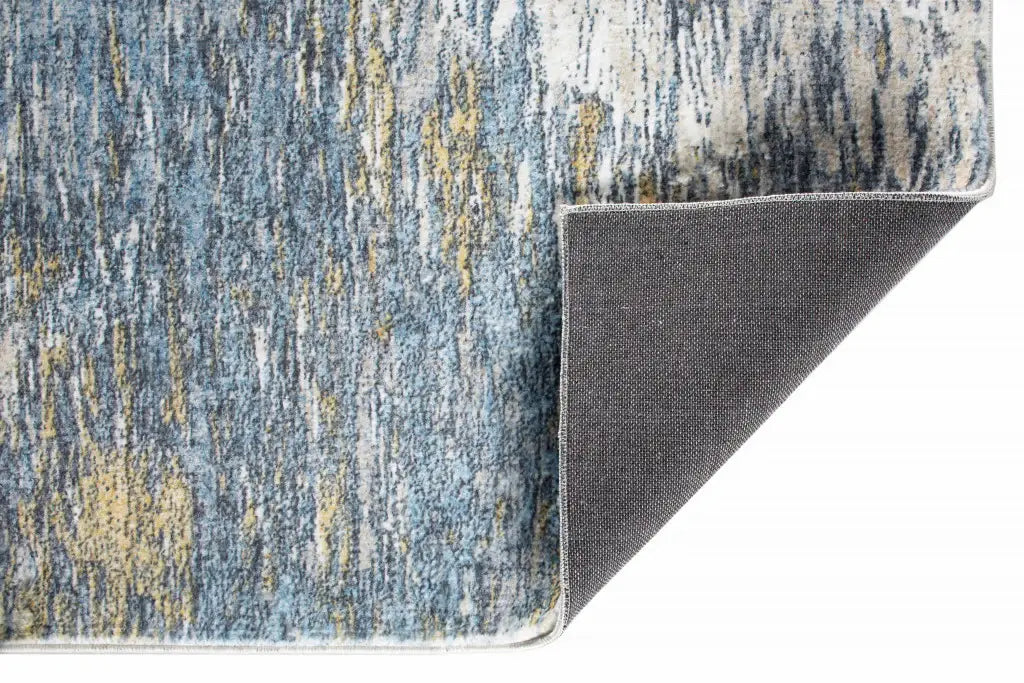 8' X 10' Blue and Gold Abstract Area Rug - Homeroots - Flyclothing LLC