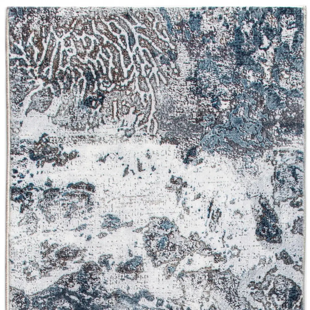 8' Runner Blue and Gray Abstract Runner Rug - Homeroots - Flyclothing LLC