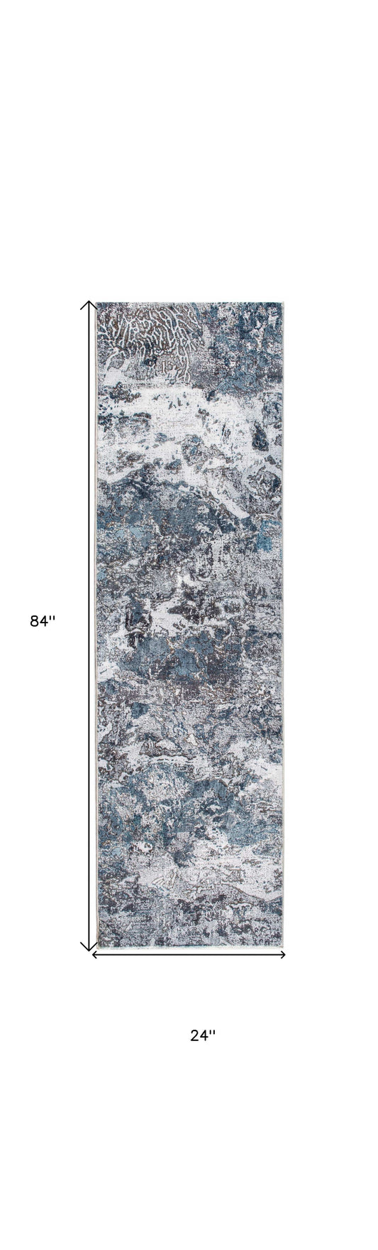 8' Runner Blue and Gray Abstract Runner Rug - Homeroots - Flyclothing LLC
