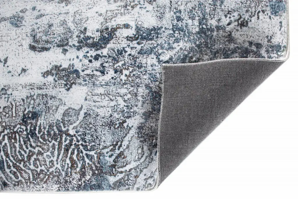 8' Runner Blue and Gray Abstract Runner Rug - Homeroots - Flyclothing LLC