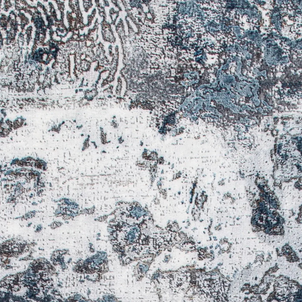 8' Runner Blue and Gray Abstract Runner Rug - Homeroots - Flyclothing LLC