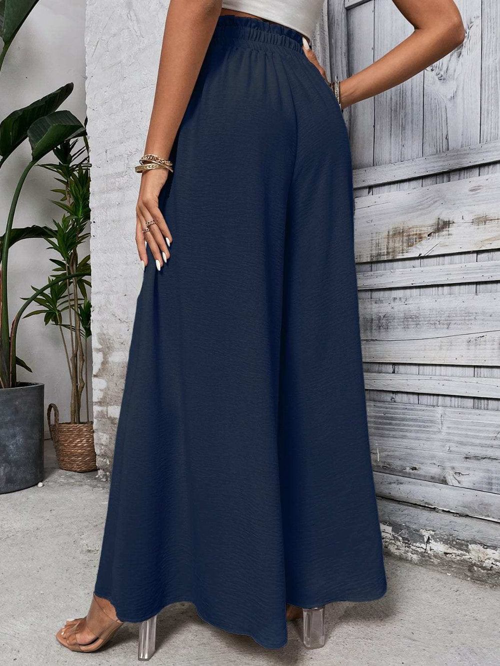 Tied High Waist Wide Leg Pants - Trendsi - Flyclothing LLC