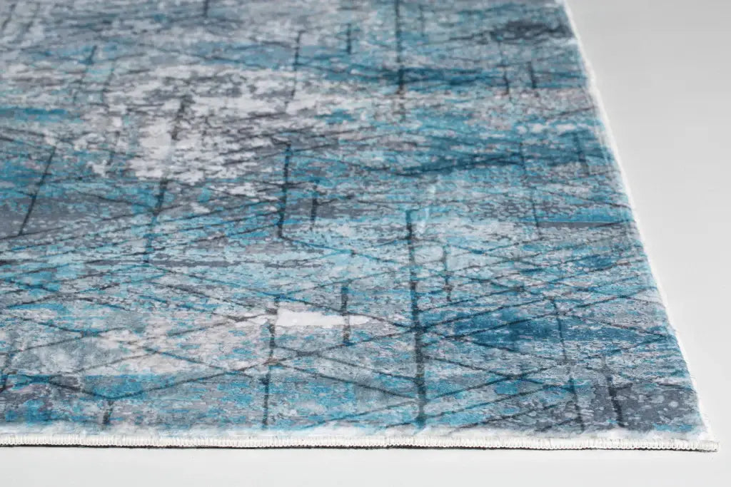 8' X 10' Blue Gray Abstract Cuboid Modern Area Rug - Homeroots - Flyclothing LLC