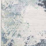 8' Runner Blue and Ivory Abstract Runner Rug - Homeroots - Flyclothing LLC