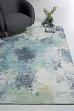 8' Runner Blue and Ivory Abstract Runner Rug - Homeroots - Flyclothing LLC