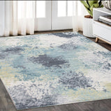 5' X 8' Blue and Ivory Abstract Area Rug - Homeroots