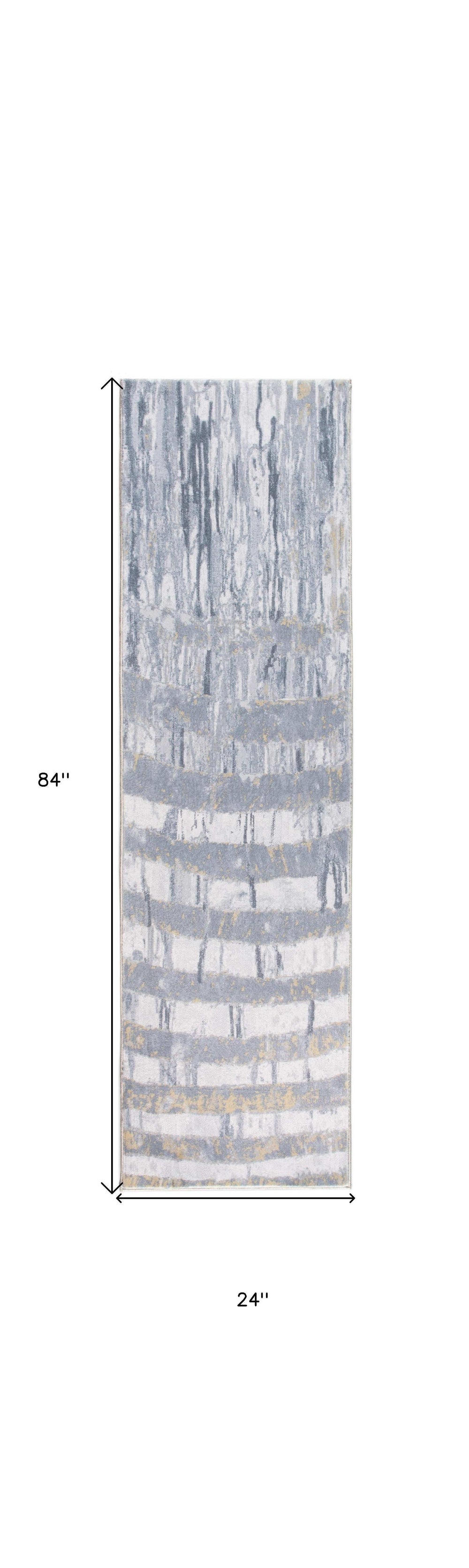 8' Runner Gray Abstract Runner Rug - Homeroots - Flyclothing LLC