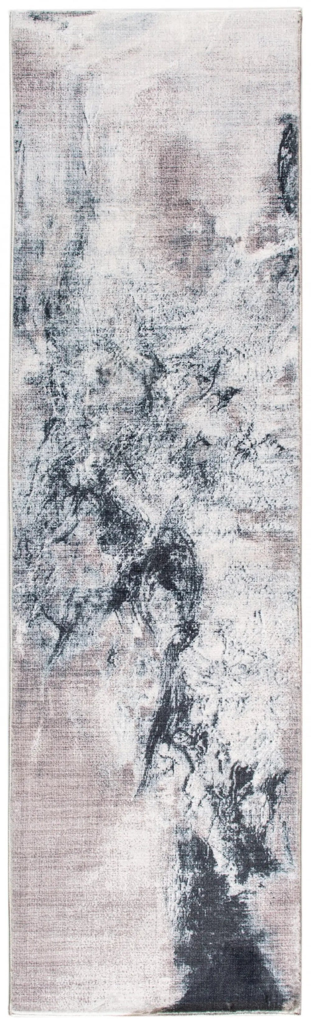 8' Runner Sand Abstract Runner Rug - Homeroots