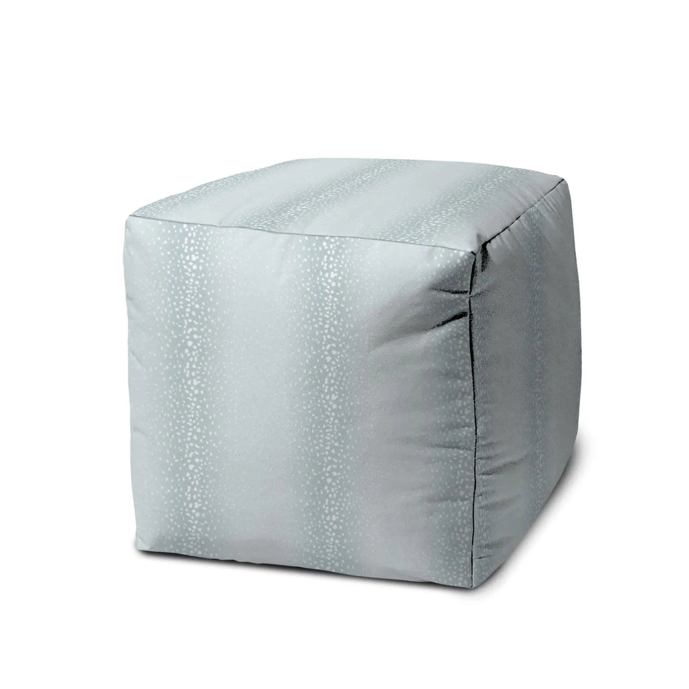 17" Blue Cube Indoor Outdoor Pouf Cover - Homeroots