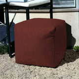 17" Red Polyester Cube Indoor Outdoor Pouf Cover - Homeroots