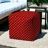 17" Red Cube Polka Dots Indoor Outdoor Pouf Cover - Homeroots