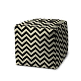 17" Black And White Cube Chevron Indoor Outdoor Pouf Cover - Homeroots