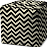 17" Black And White Cube Chevron Indoor Outdoor Pouf Cover - Homeroots