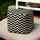17" Black And White Cube Chevron Indoor Outdoor Pouf Cover - Homeroots