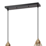 Kitchen Island Geometric Two Light Iron Flush Ceiling Light With Gold Shades - Homeroots - Flyclothing LLC