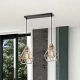 Kitchen Island Geometric Two Light Iron Flush Ceiling Light With Gold Shades - Homeroots - Flyclothing LLC