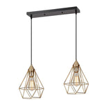 Kitchen Island Geometric Two Light Iron Flush Ceiling Light With Gold Shades - Homeroots - Flyclothing LLC