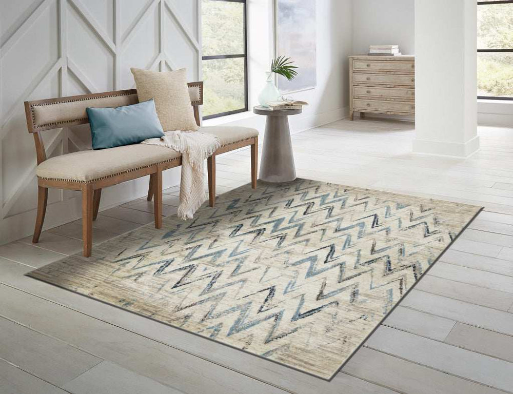 3' X 5' Ivory Chevron Area Rug - Homeroots - Flyclothing LLC