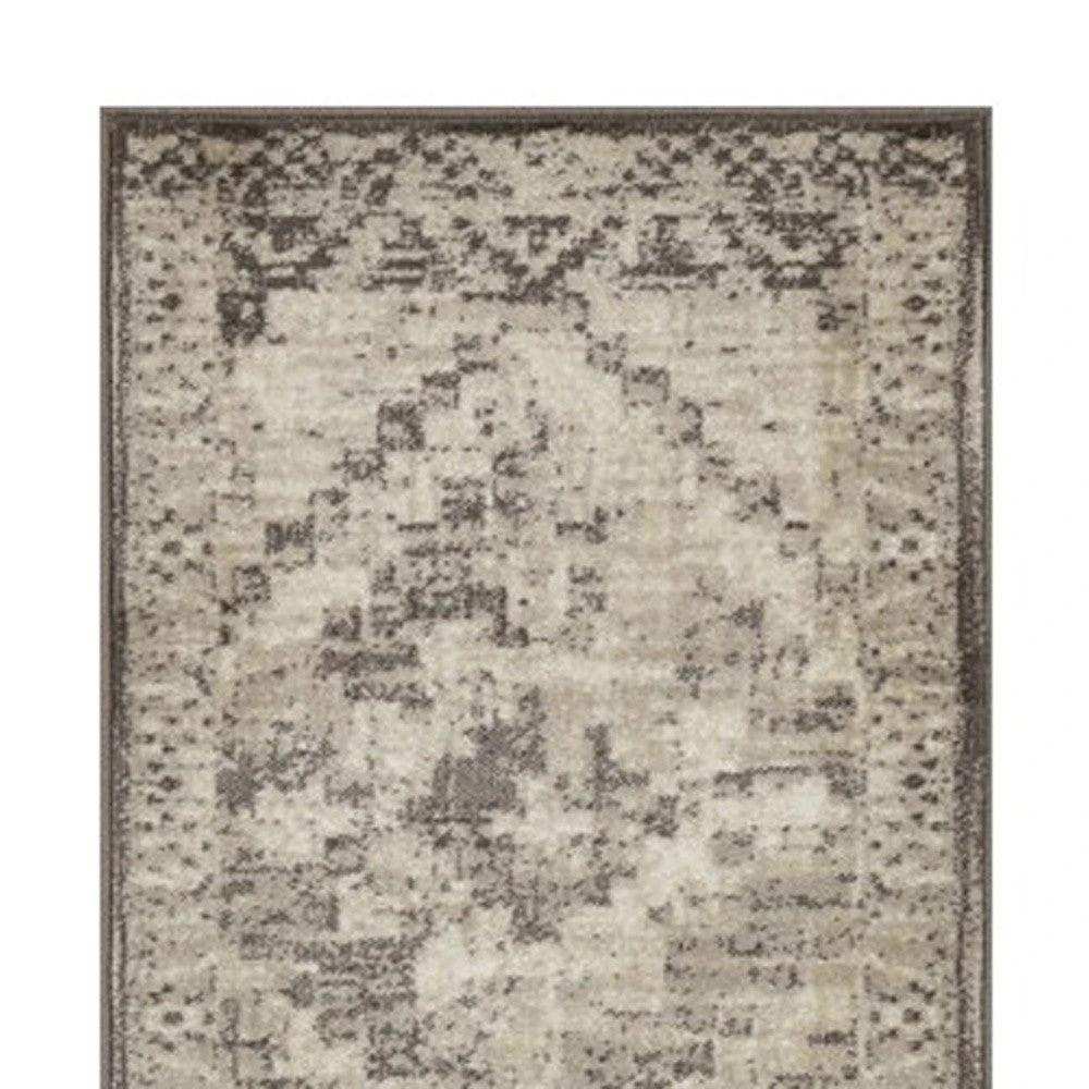 8' Runner Gray Abstract Runner Rug - Homeroots - Flyclothing LLC