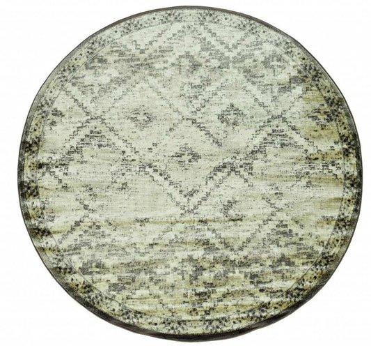 8' Gray Round Abstract Area Rug - Homeroots - Flyclothing LLC