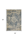 3' X 5' Ivory Oriental Area Rug