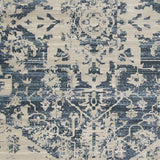 8' Ivory and Blue Oriental Distressed Round Rug - Homeroots