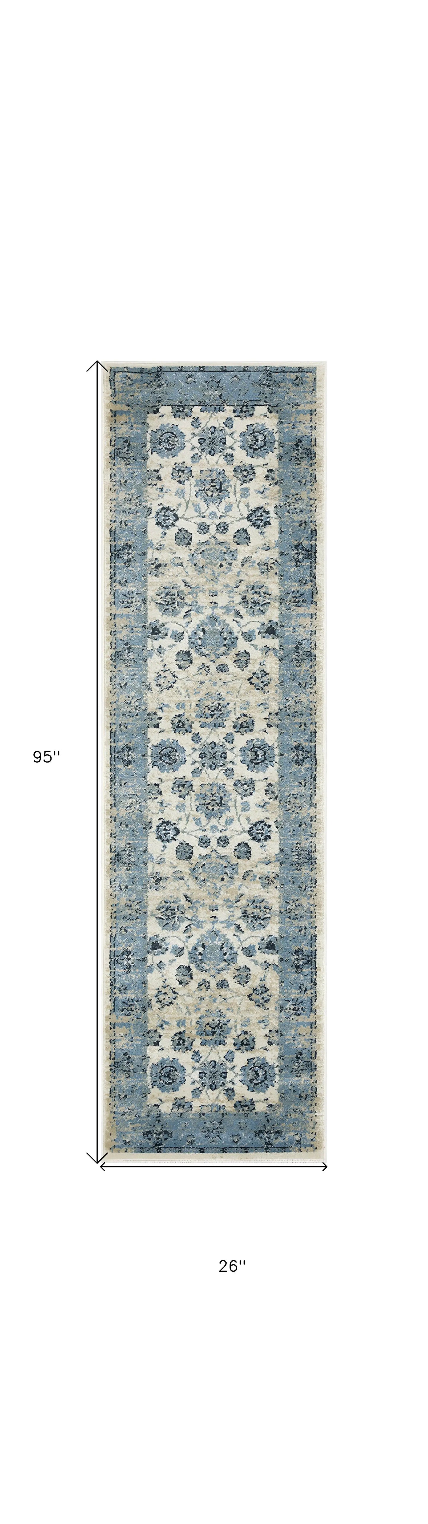 8' Runner Ivory Oriental Runner Rug - Homeroots - Flyclothing LLC