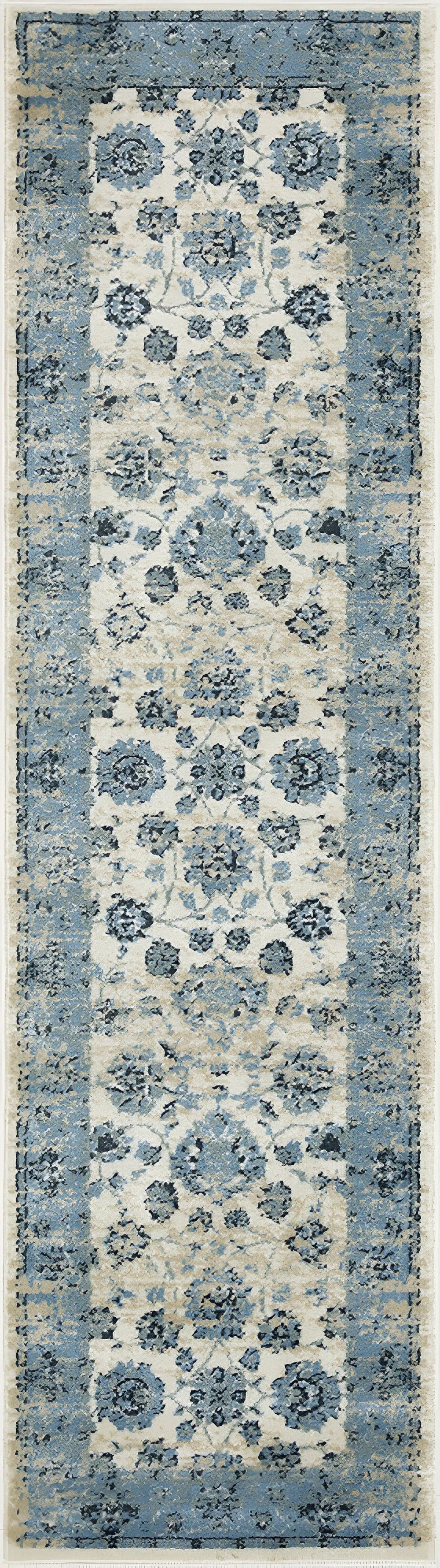8' Runner Ivory Oriental Runner Rug - Homeroots