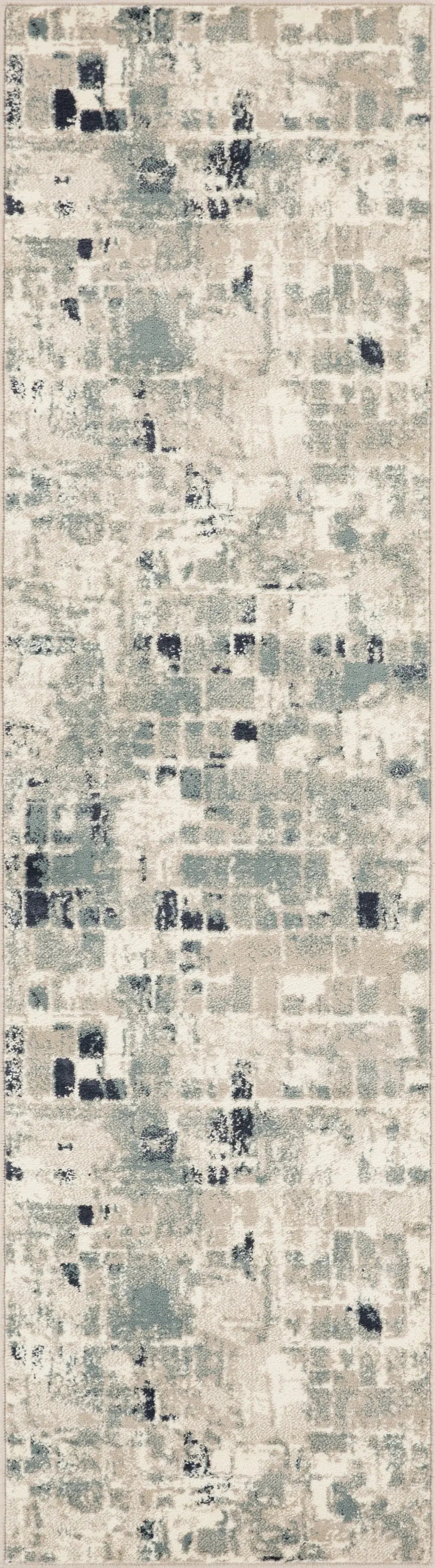 8' Runner Blue and Beige Abstract Runner Rug - Homeroots - Flyclothing LLC