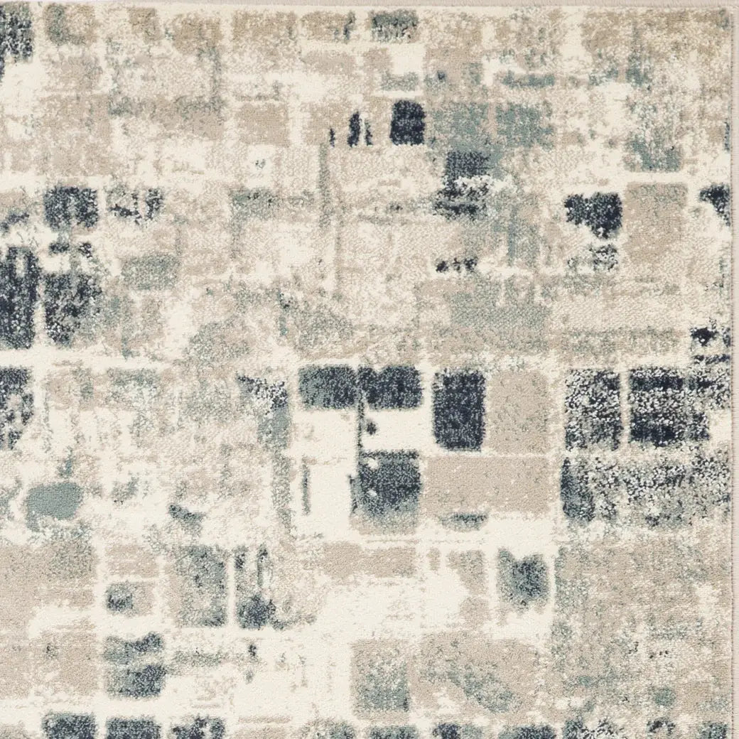 8' Runner Blue and Beige Abstract Runner Rug - Homeroots - Flyclothing LLC
