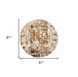 8' Natural Round Abstract Area Rug - Homeroots